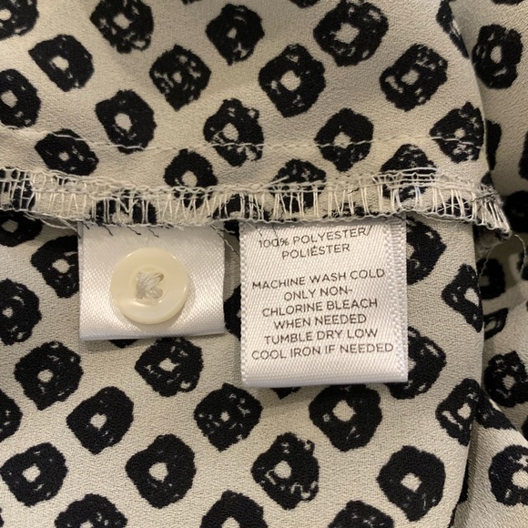 Loft Size XS Sleeveless Pullover 1/2 Button Black Cream Elastic Drawstring Waist - Picture 3 of 7